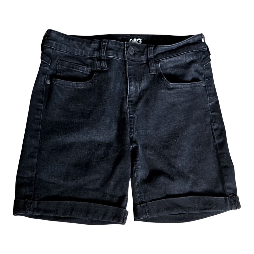 GBG Los Angeles Black Stretch Denim Cuffed Mid-Rise Shorts,Size 28, Y2K Festival